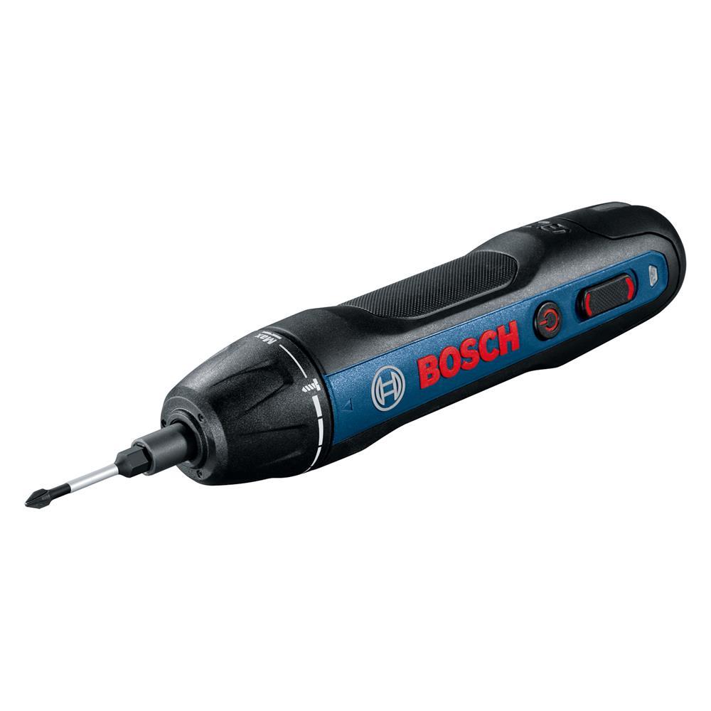 Still image of the Bosch GO2 3.6V Cordless Screwdriver on a plain background.